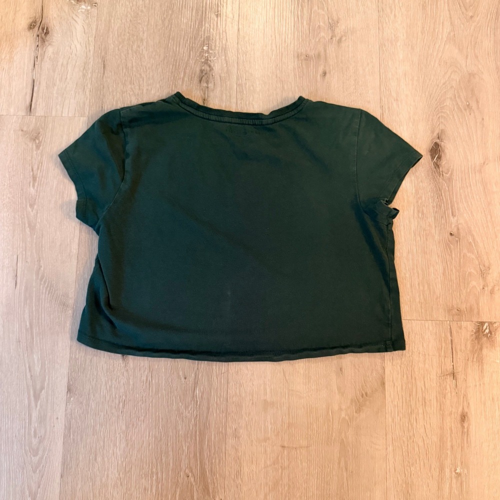 Tommy Hilfiger Sport Forest Green Logo Cropped T-Shirt Size M - Picture 3 of 5